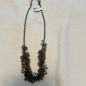 LOFT Black Crystals & Rhinestone Ball Necklace - Adjustable 17 - 19 inches